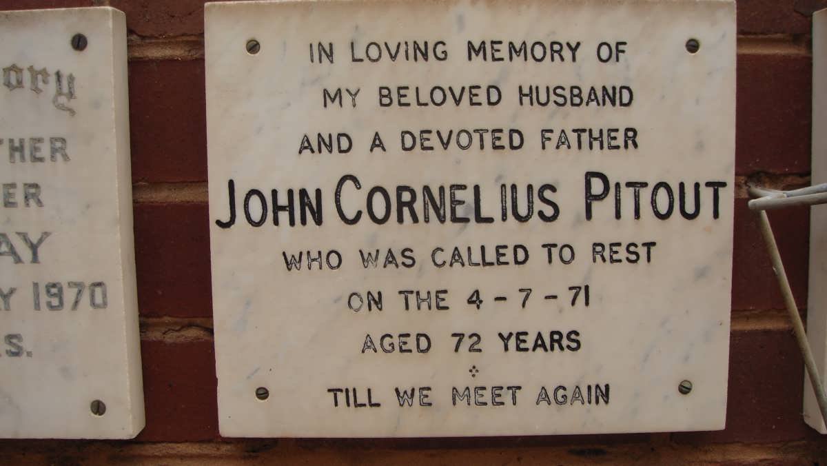 PITOUT John Cornelius -1971