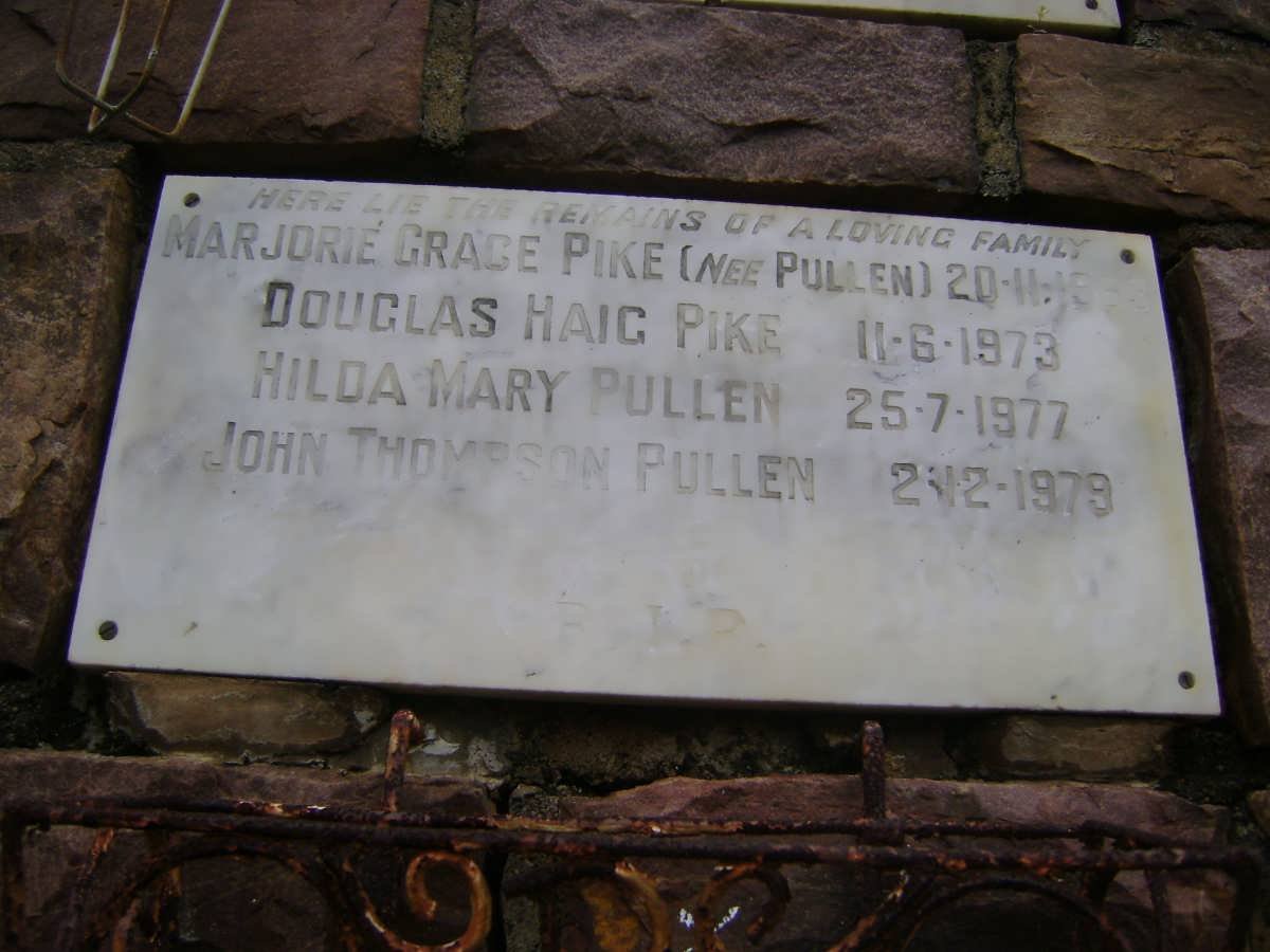PIKE Douglas Haig -1973 &amp; Marjorie Grace PULLEN -1963 :: PULLEN John Thompson -1979 &amp; Hilda Mary -1977