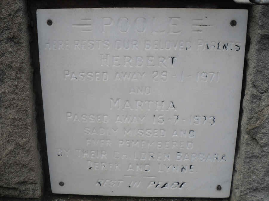 POOLE Herbert -1971 &amp; Martha -1973