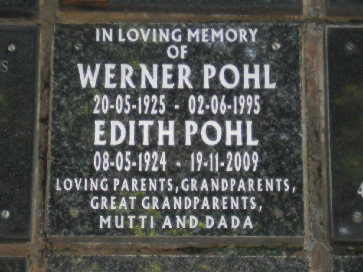 POHL Werner 1925-1995 &amp; Edith 1924-2009