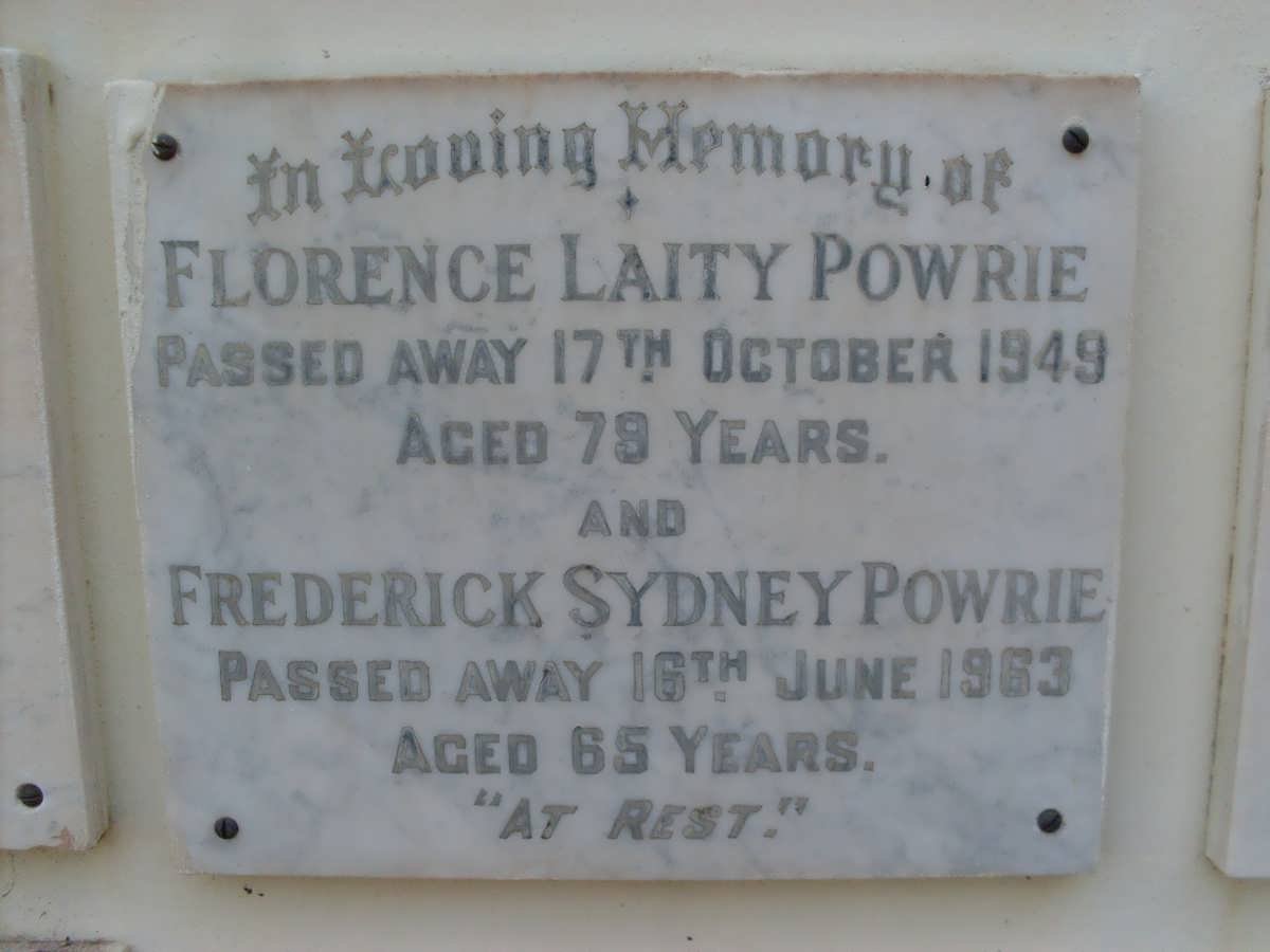 POWRIE Frederick Sydney -1963 &amp; Florence Laity -1949 