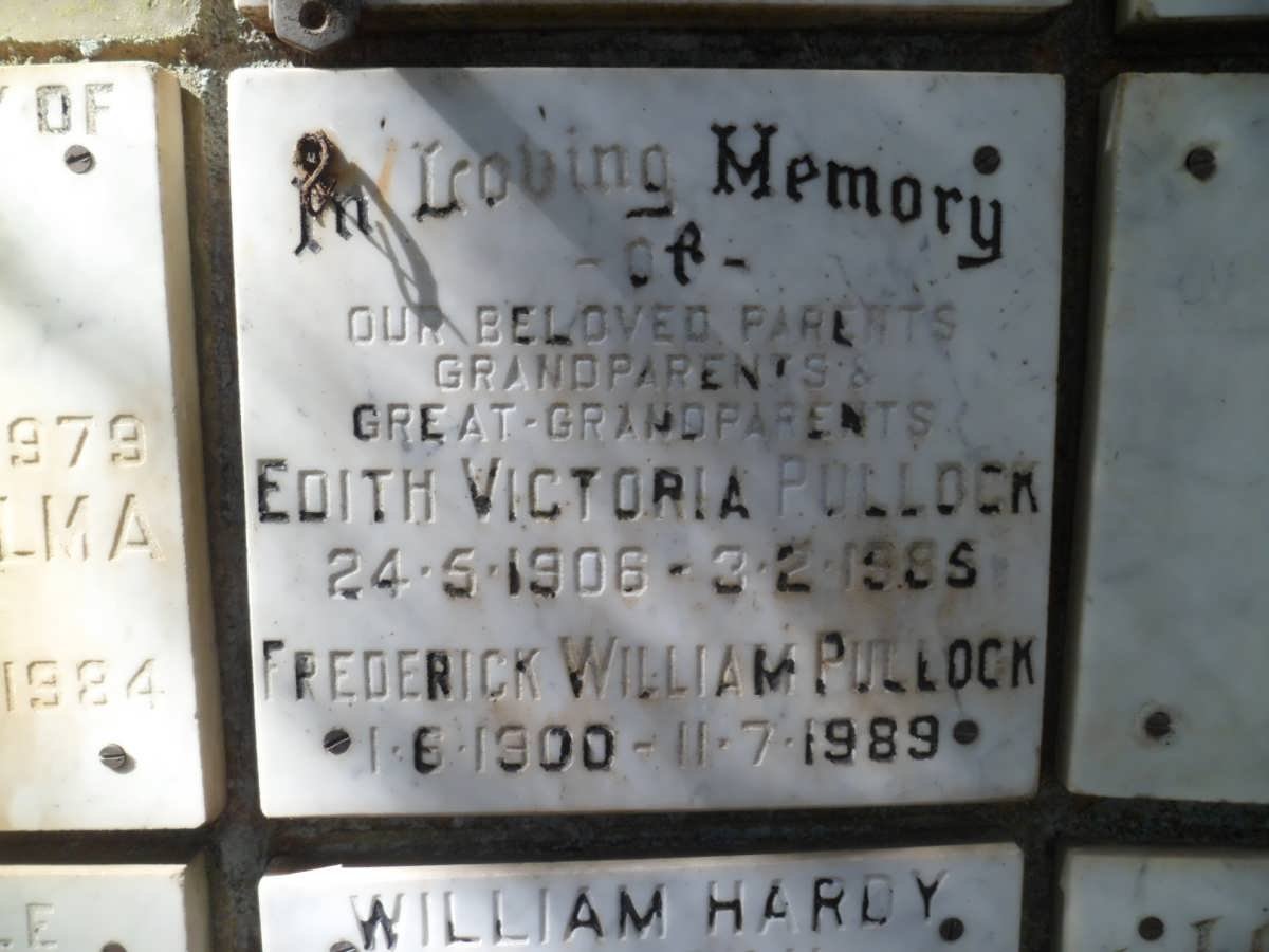 POLLOCK Frederick William 1900-1989 &amp; Edith Victoria 1906-1985