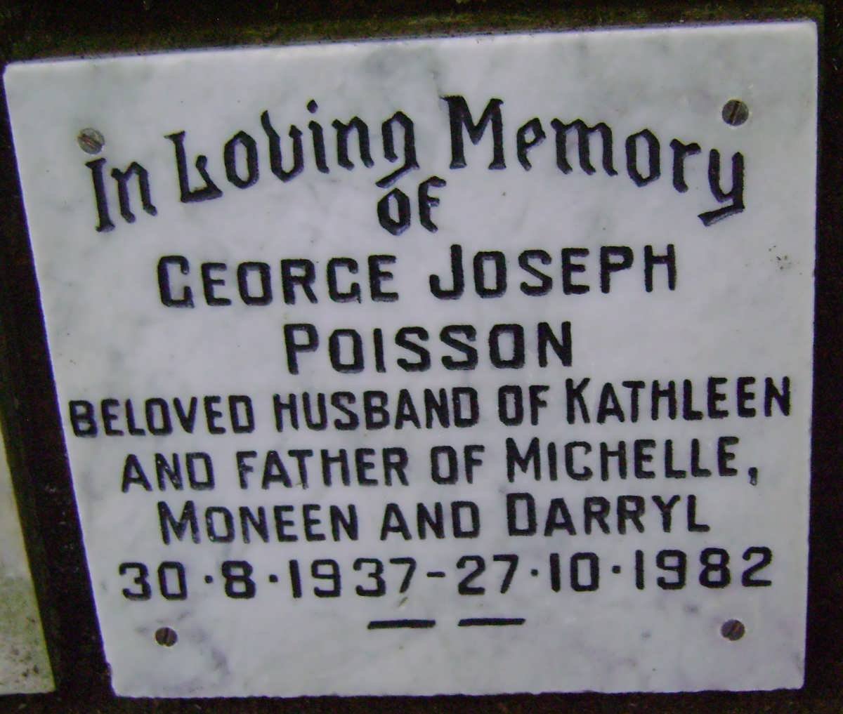 POISSON George Joseph 1937-1982