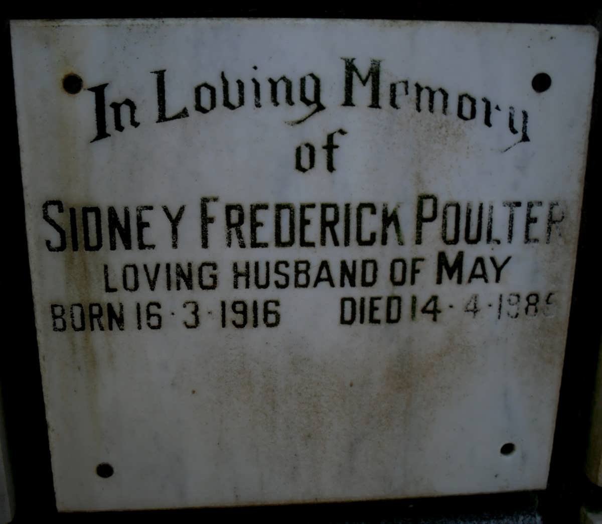 POULTER Sidney Frederick 1916-1985