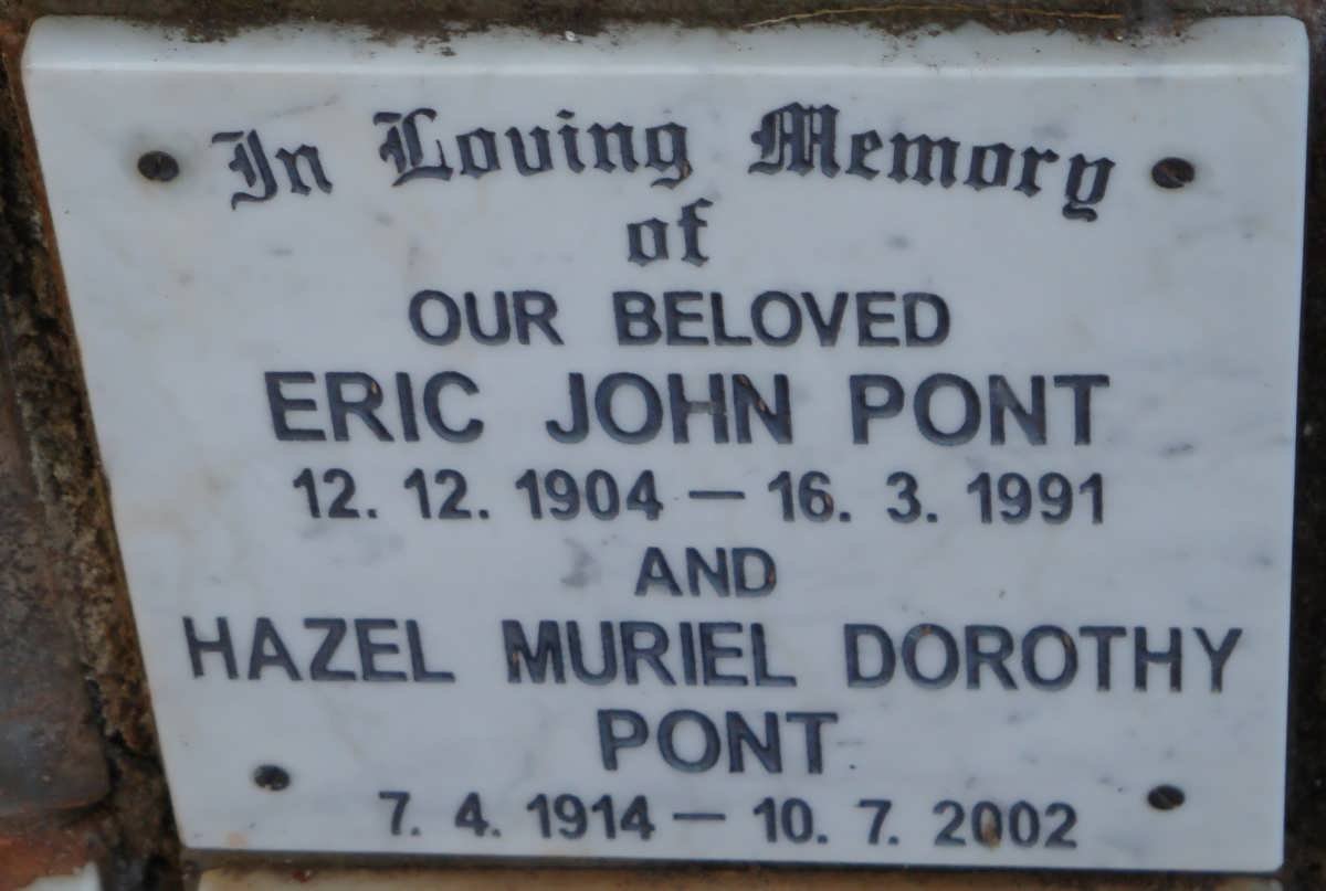 PONT Eric John 1904-1991 &amp; Hazel Muriel Dorothy 1914-2002