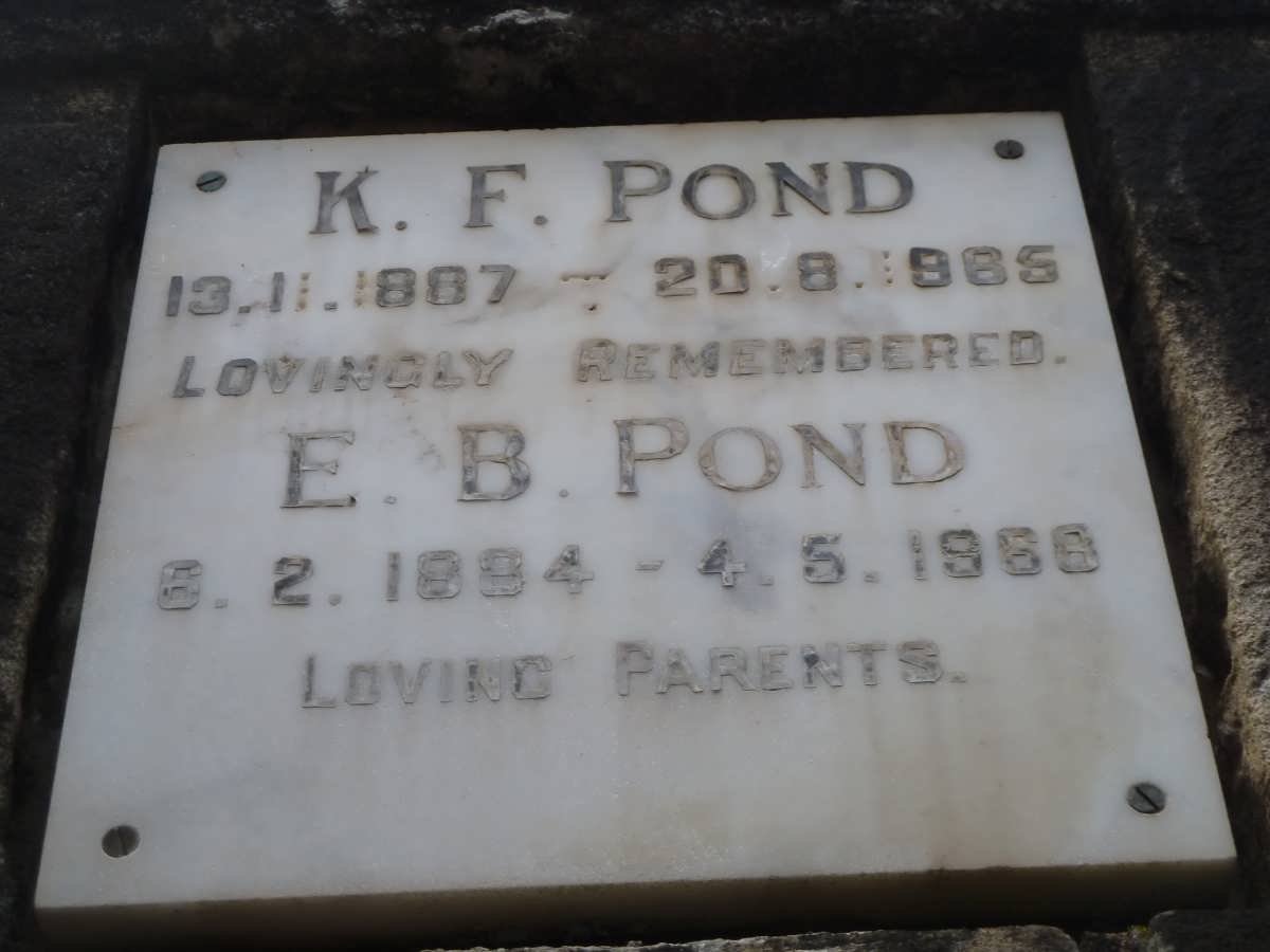 POND E.B. 1884-1968 &amp; K.F. 1887-1965