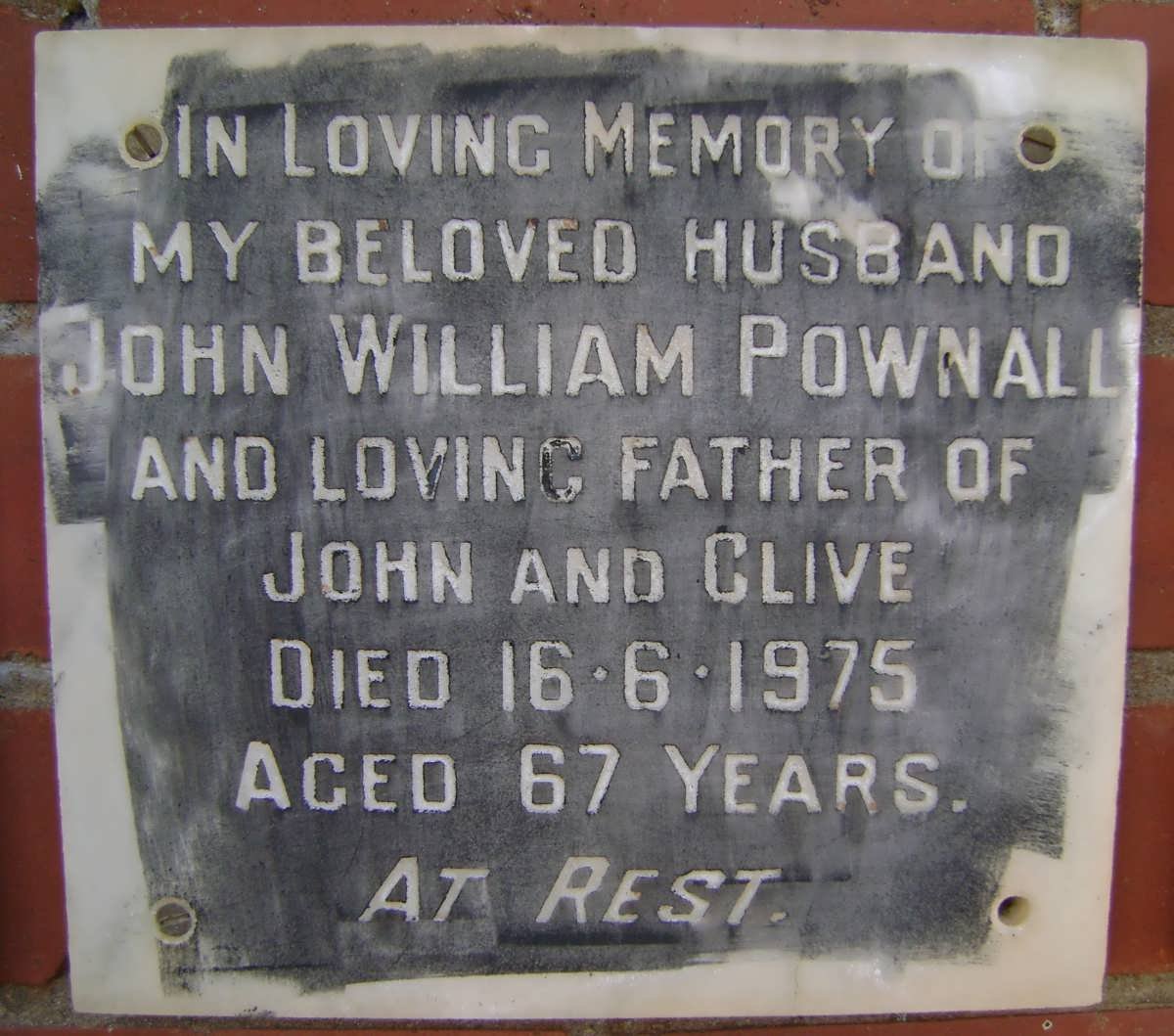 POWNALL John William -1975