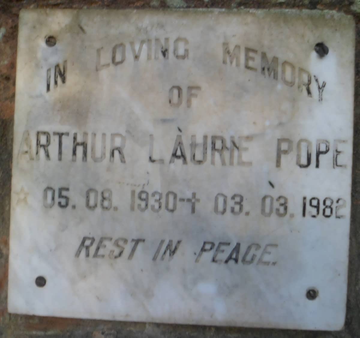 POPE Arthur Laurie 1930-1982