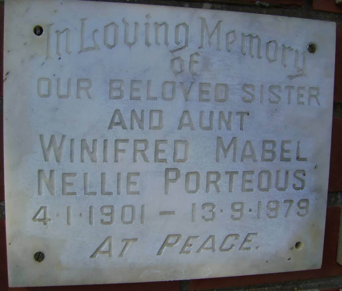 PORTEOUS Winifred Mabel Nellie 1901-1979