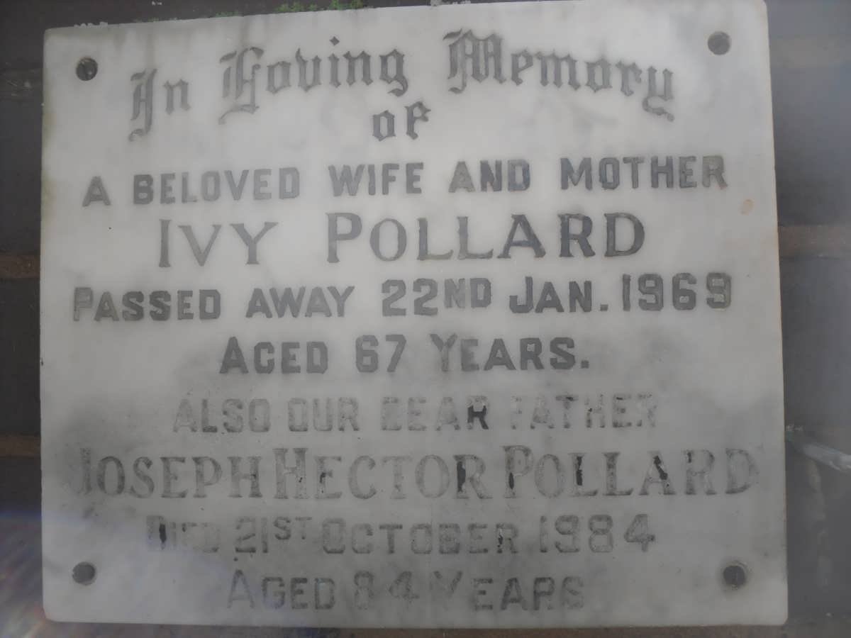 POLLARD Joseph Hector -1984 &amp; Ivy -1969