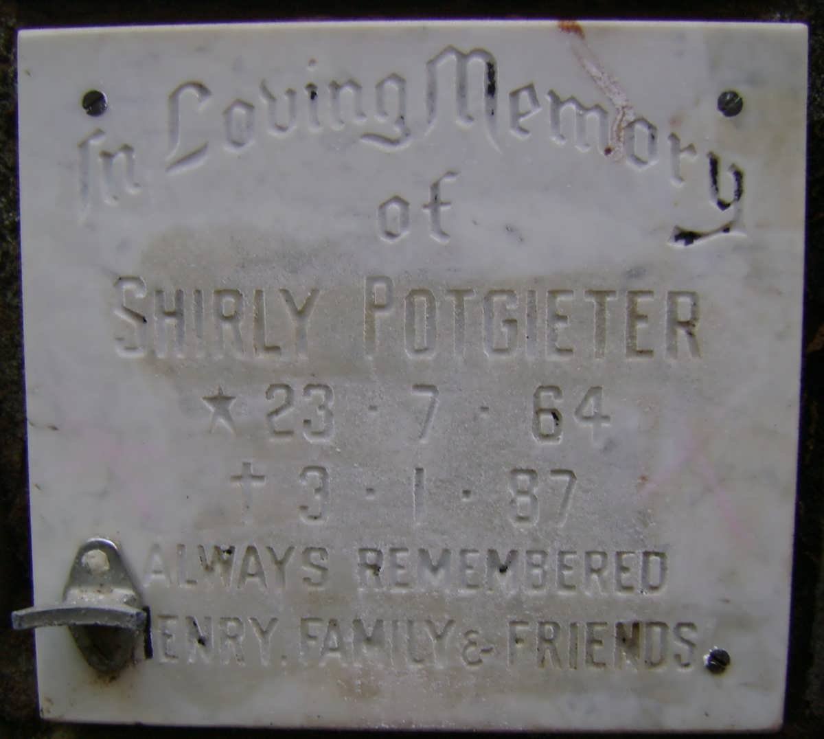 POTGIETER Shirly 1964-1987