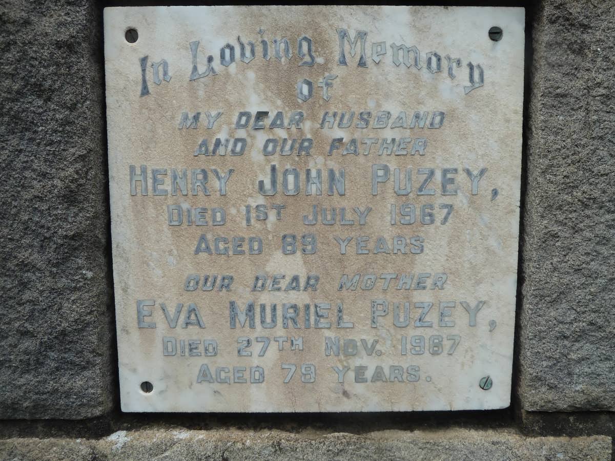 PUZEY Henry John -1967 &amp; Eva Muriel -1967