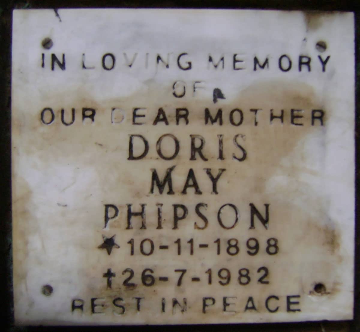PHIPSON Doris May 1898-1982