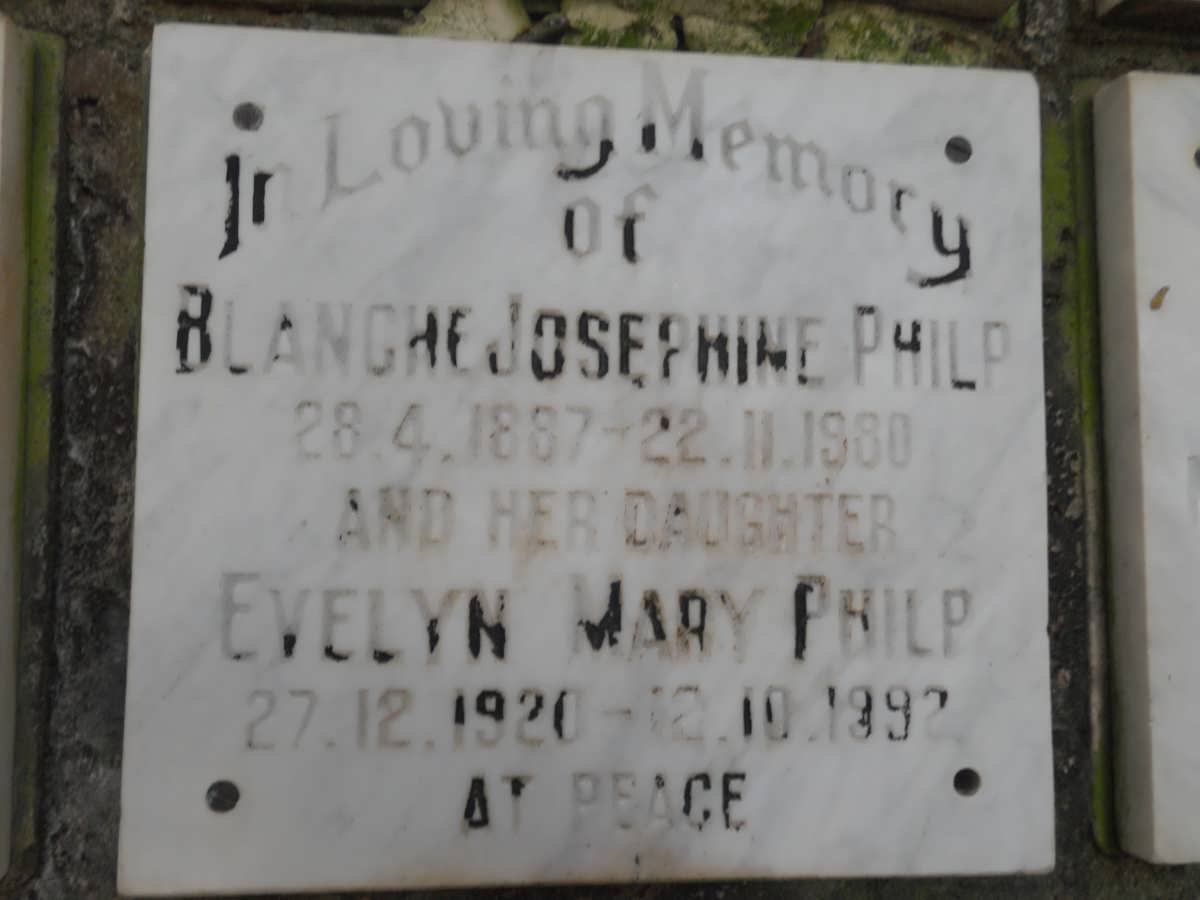 PHILP Blanche Josephine 1887-1980 :: PHILP Evelyn Mary 1920-1992