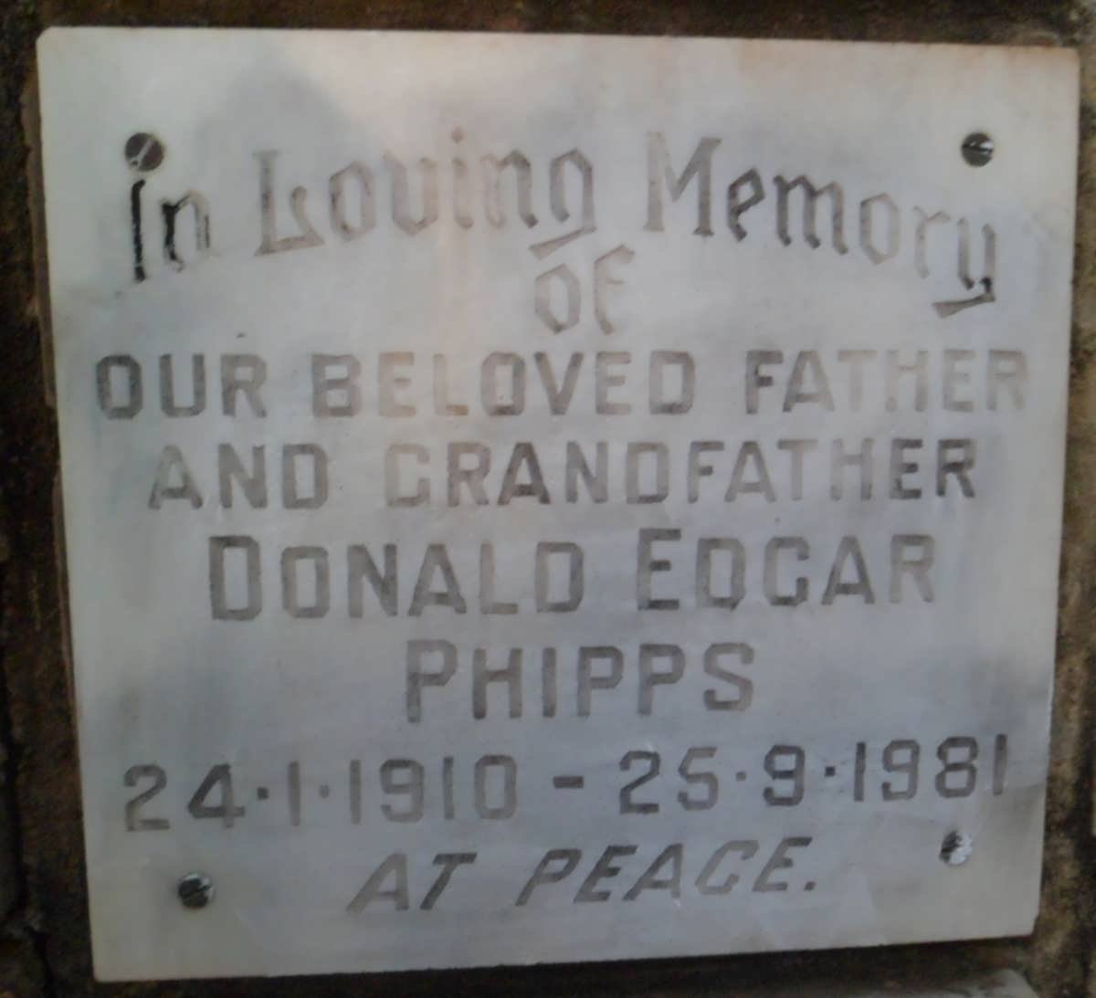 PHIPPS Donald Edgar 1910-1981