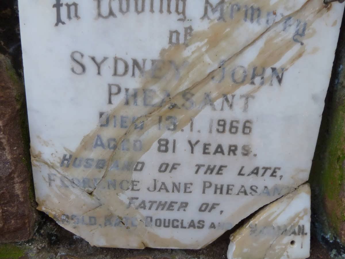 PHEASANT Sydney John  -1966