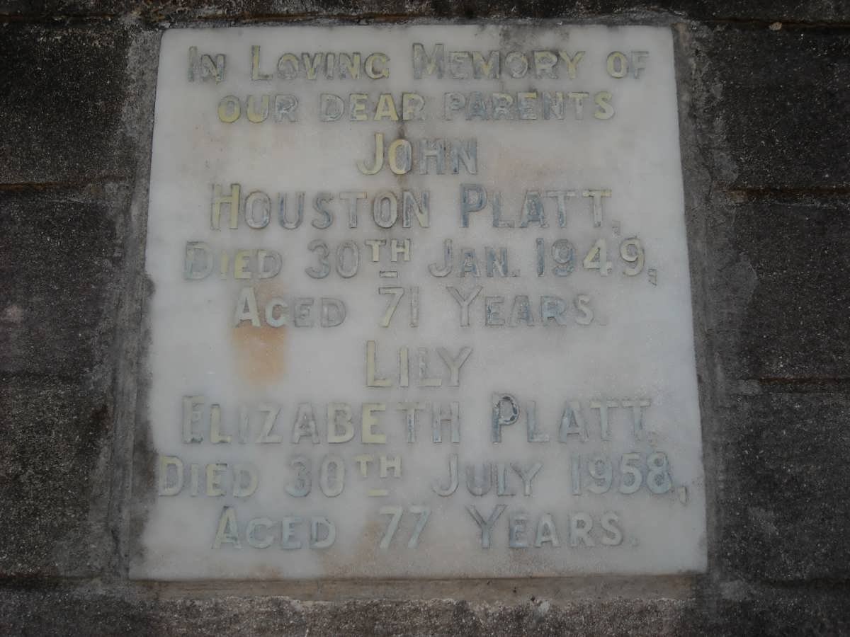 PLATT John Houston -1949 &amp; Elizabeth -1958