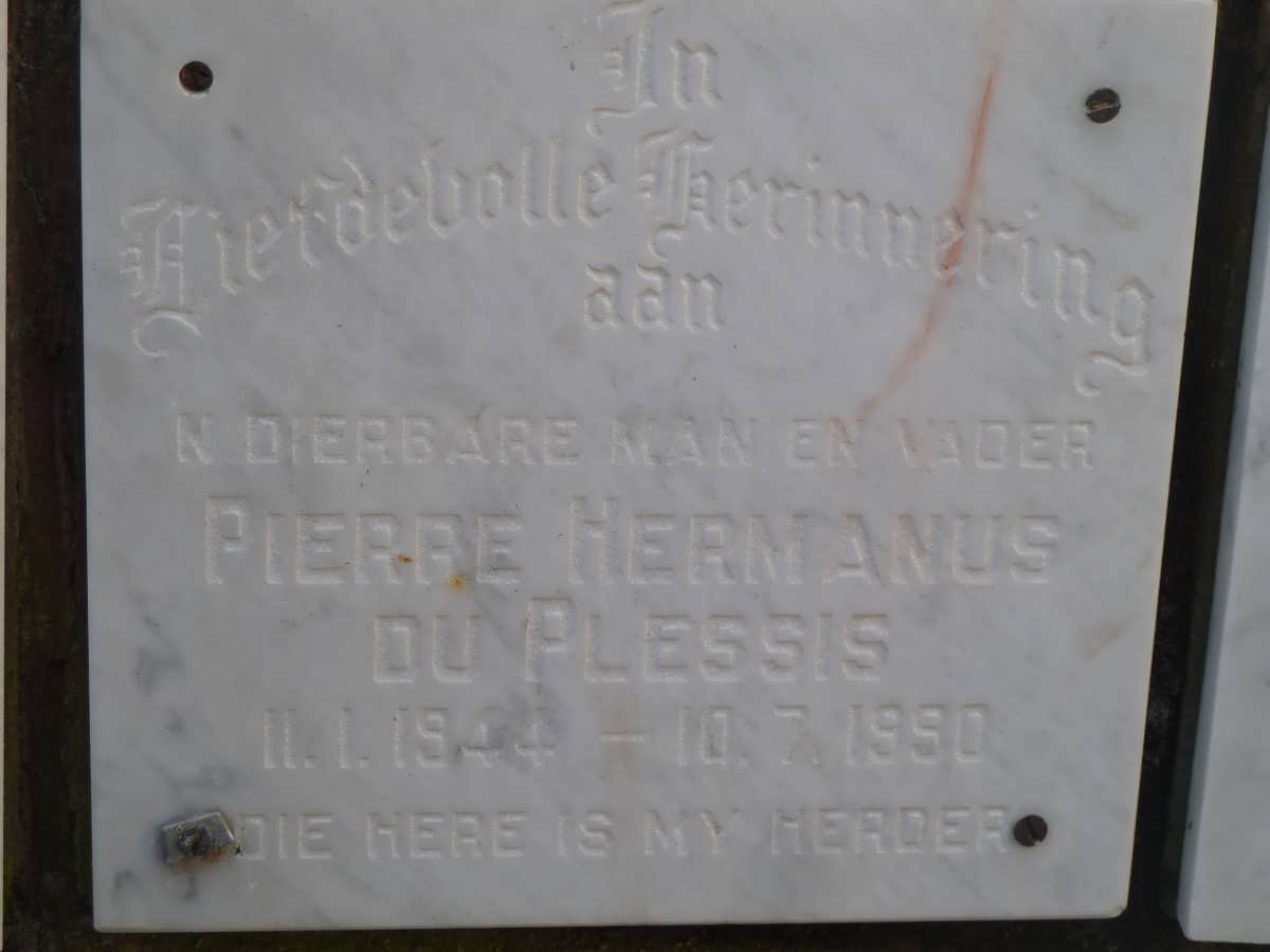 PLESSIS Pierre Hermanus, du 1944-1990