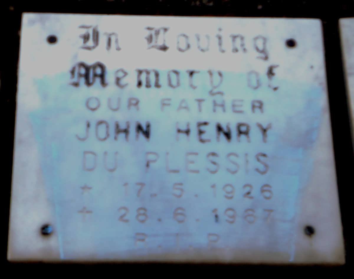 PLESSIS John Henry, du 1926-1987