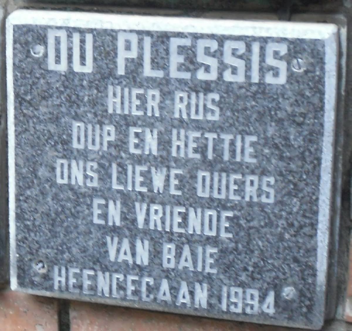 PLESSIS Dup, du -1994 &amp; Hettie -1994