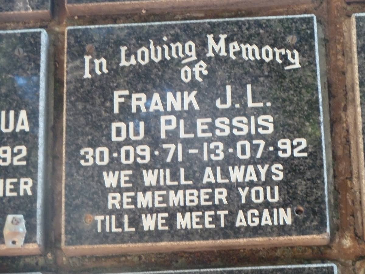 PLESSIS Frank J.L., du 1971-1992