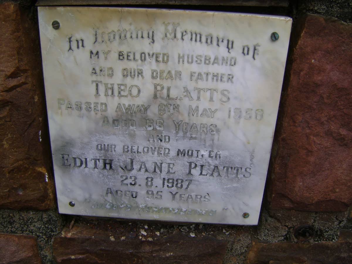 PLATTS Theo -1958 &amp; Edith Jane -1987