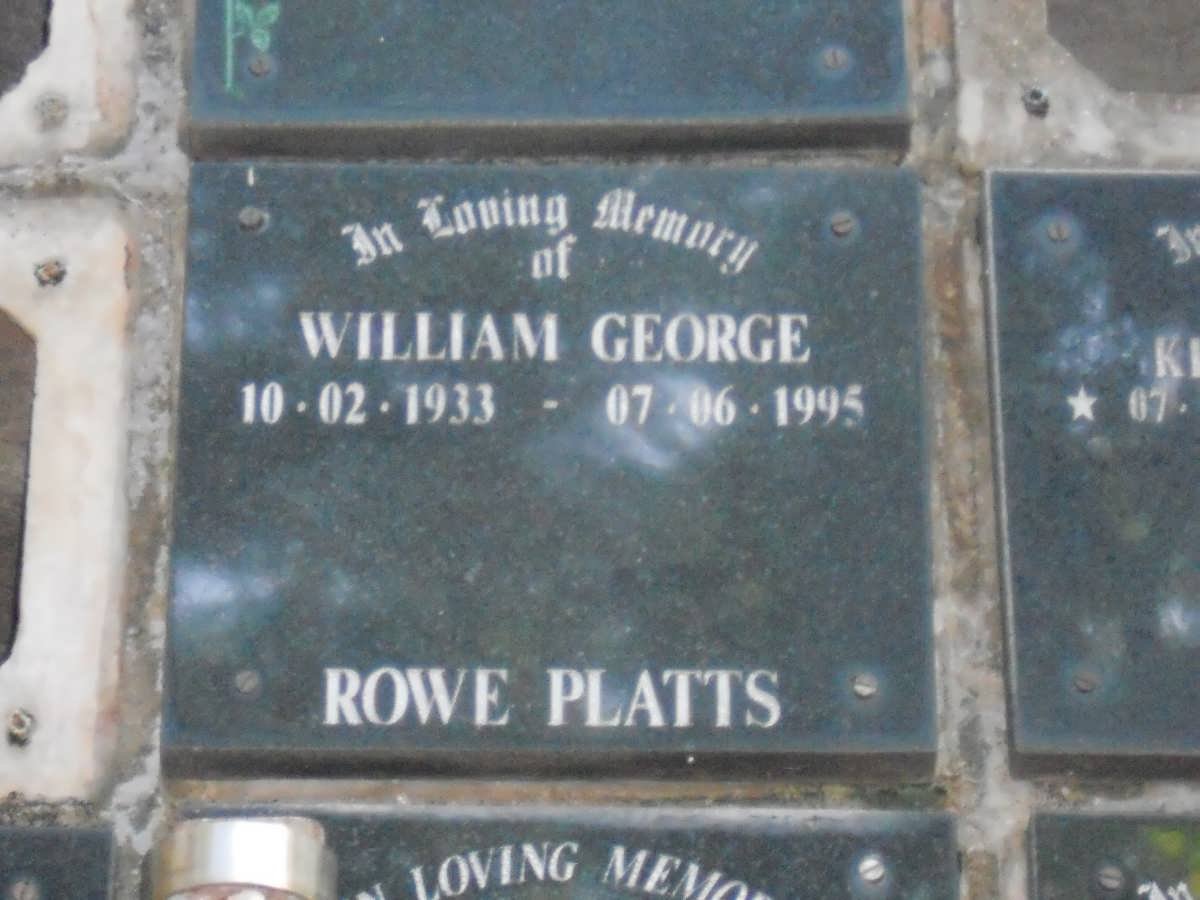 PLATTS William George, ROWE 1933-1995