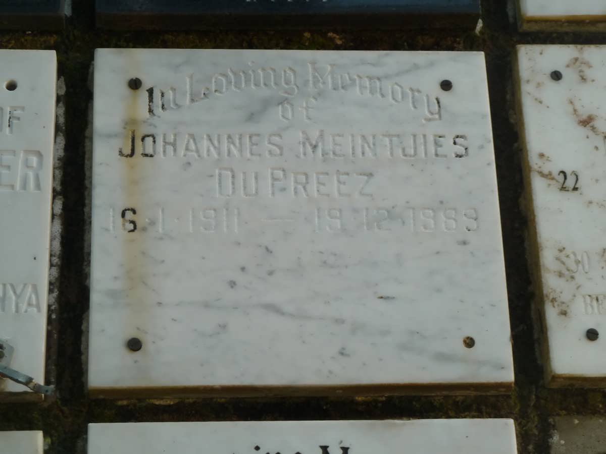 PREEZ Johannes Meintjies, du 1911-1989