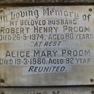 PROOM Robert Henry -1974 &amp; Alice Mary -1980