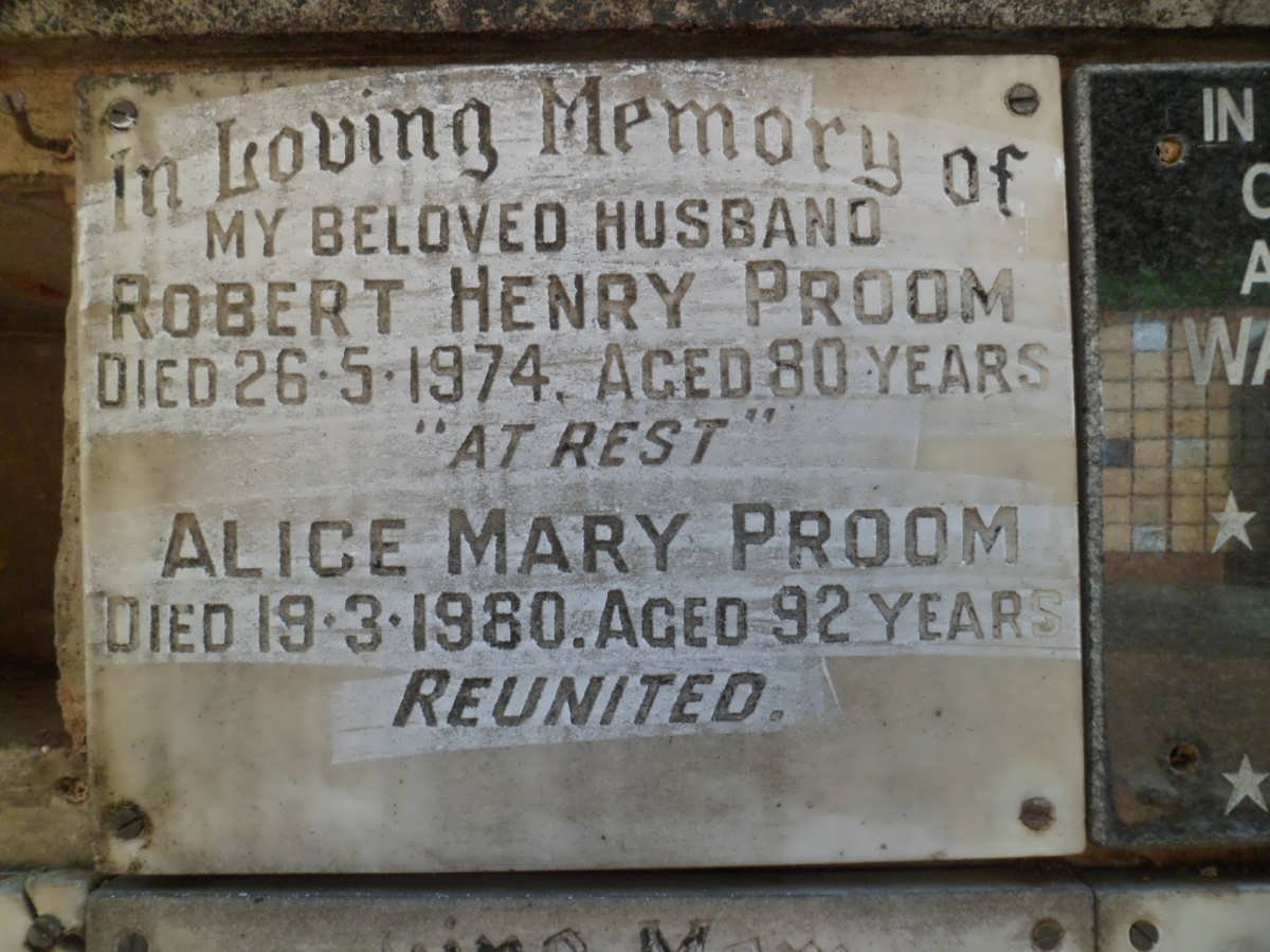PROOM Robert Henry -1974 &amp; Alice Mary -1980