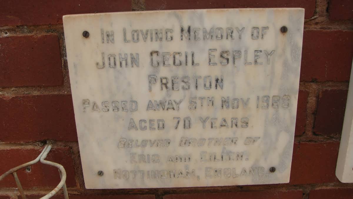 PRESTON John Cecil Espley -1969