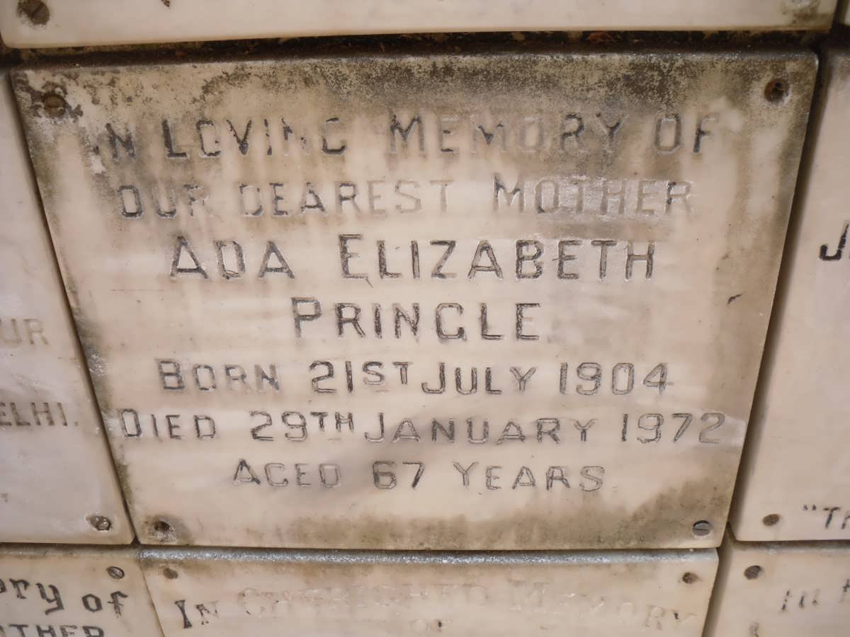 PRINGLE Ada Elizabeth 1904-1972