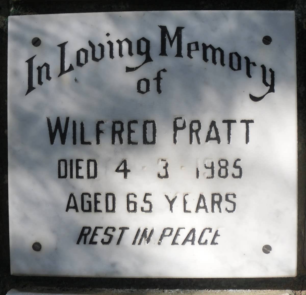 PRATT Wilfred -1985