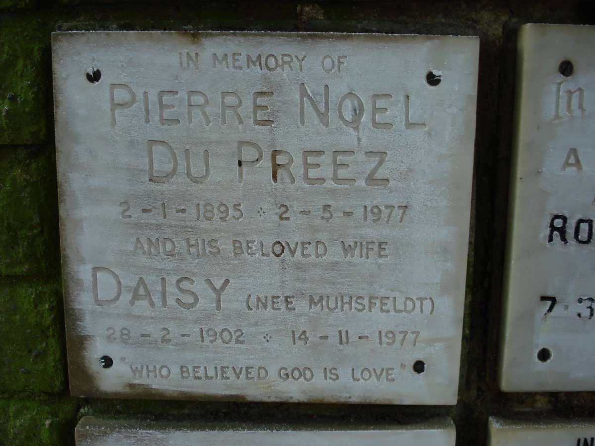 PREEZ Pierre Noel, du 1895-1977 &amp; Daisy MUHSFELDT 1902-1977