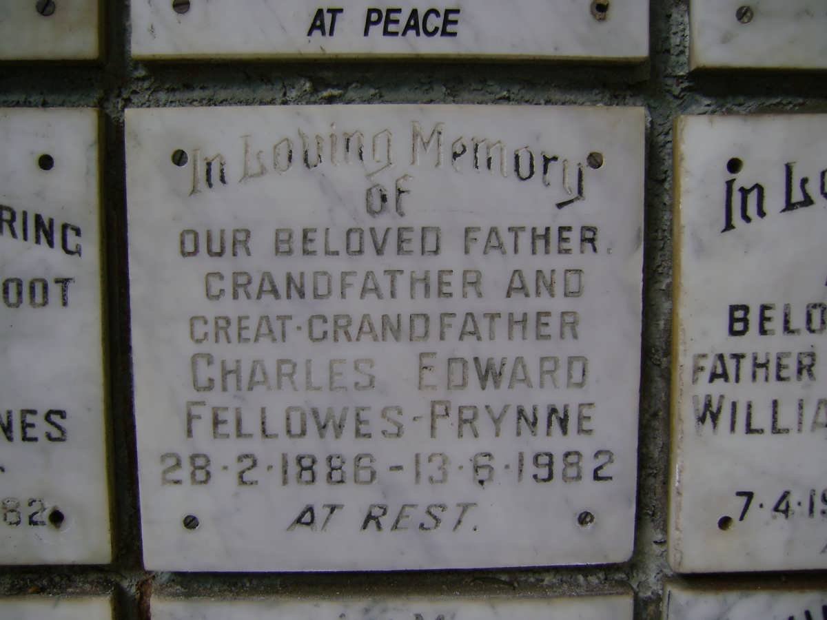 PRYNNE Charles Edward, Fellowes 1886-1982