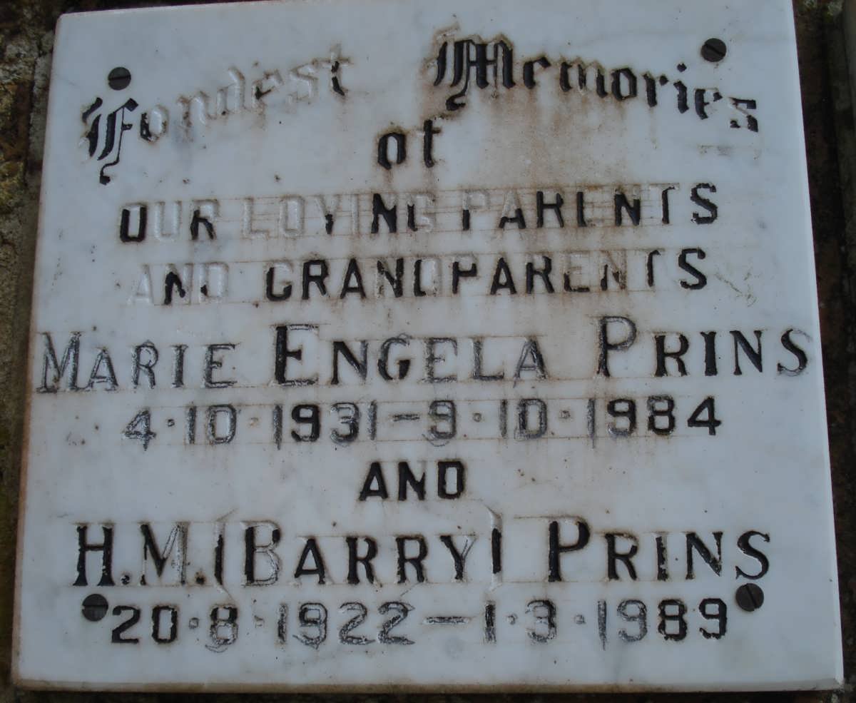 PRINS H.M. 1922-1989 &amp; Marie Engela 1931-1984