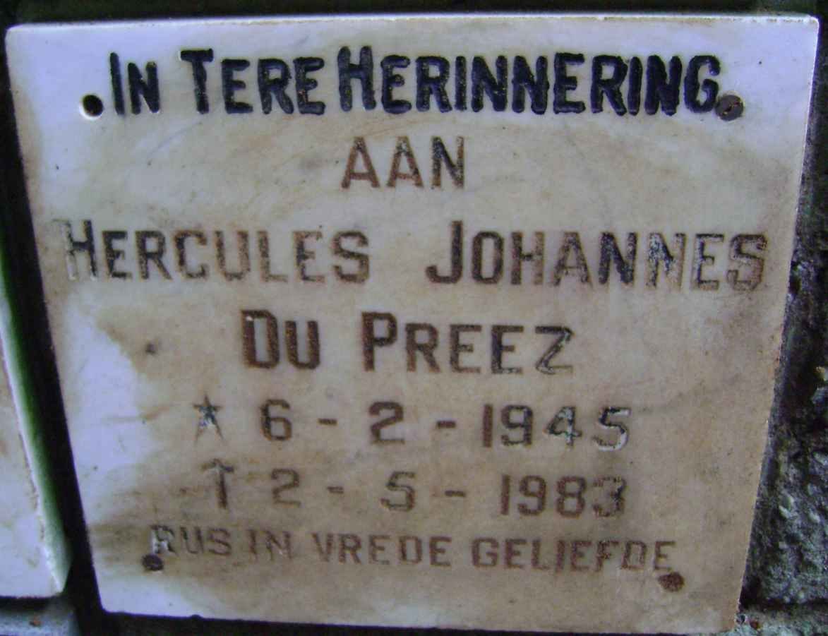 PREEZ Hercules Johannes, du 1945-1983