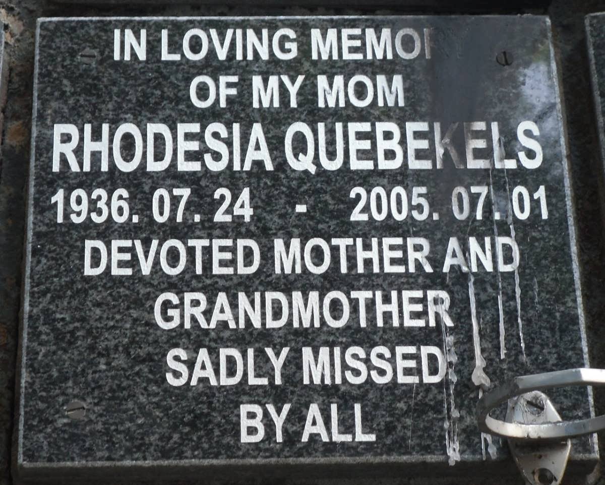 QUEBEKELS Rhodesia 1936-2005