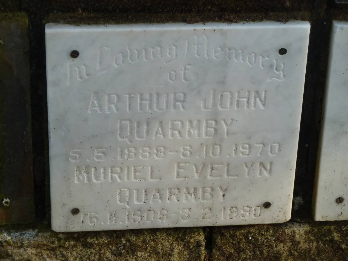 QUARMBY Arthur John 1888-1970 &amp; Muriel Evelyn 1906-1990