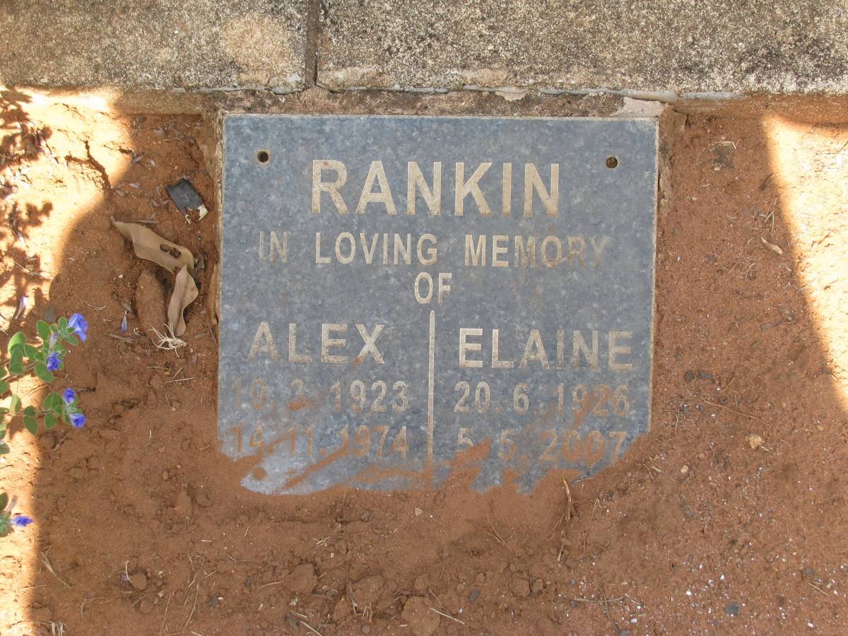 RANKIN Alex 1923-1974 &amp; Elaine 1926-2007