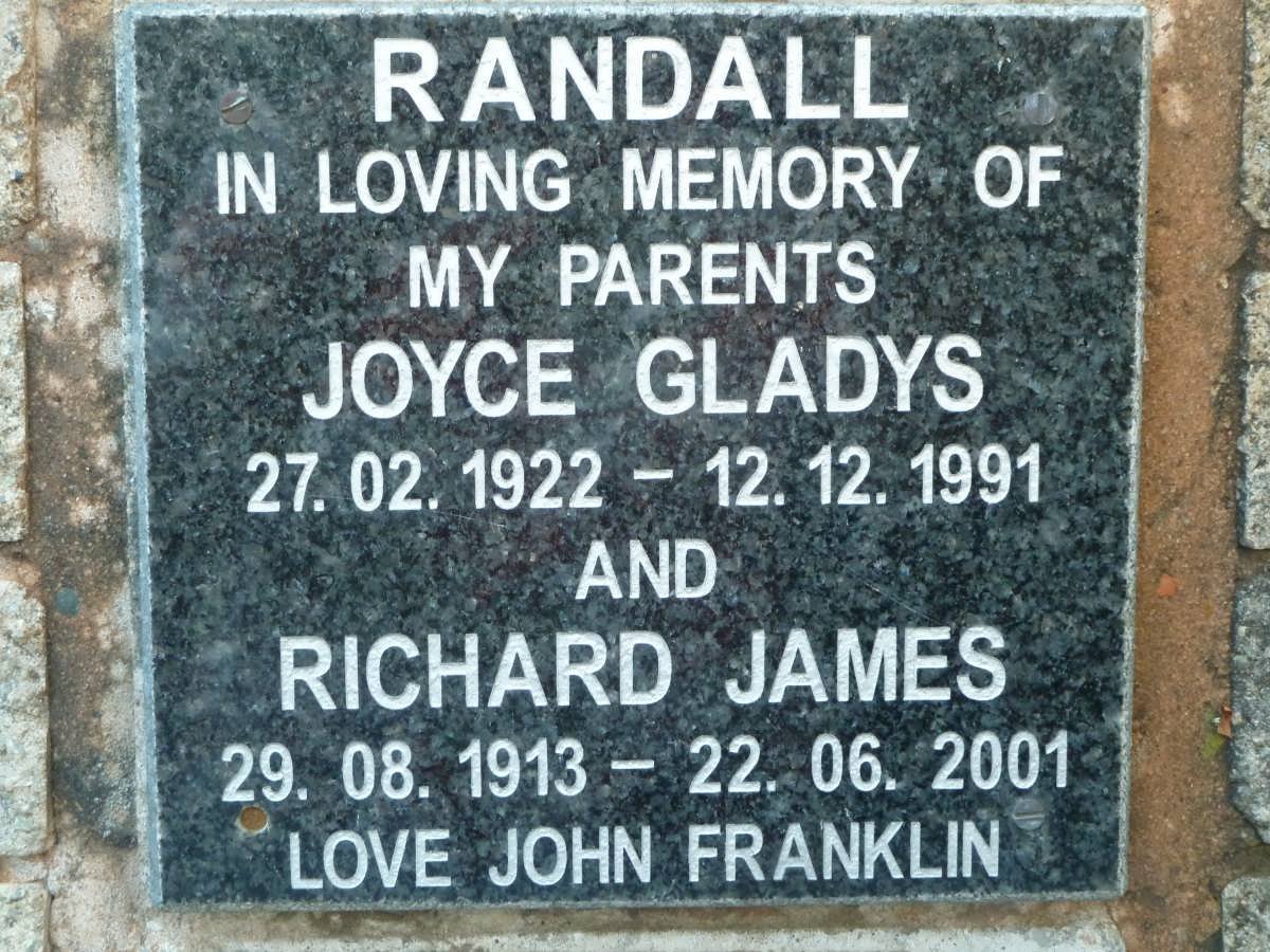 RANDALL Richard James 1913-2001 &amp; Joyce Gladys 1922-1991
