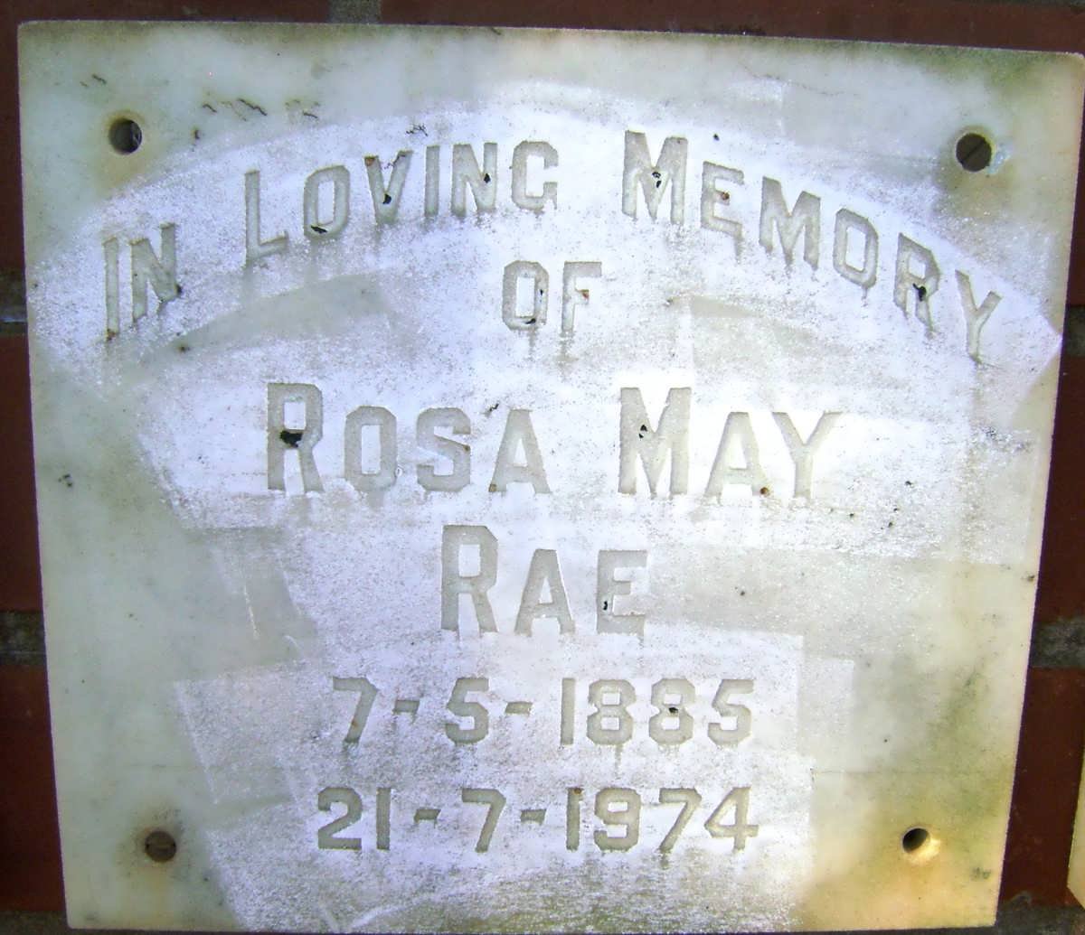 RAE Rosa May 1885-1974