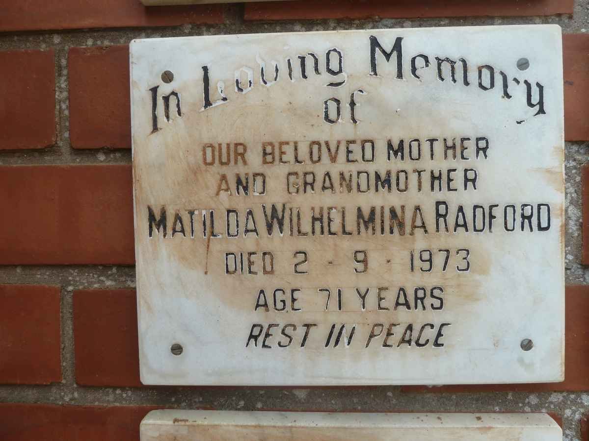 RADFORD Matilda Wihelmina -1973