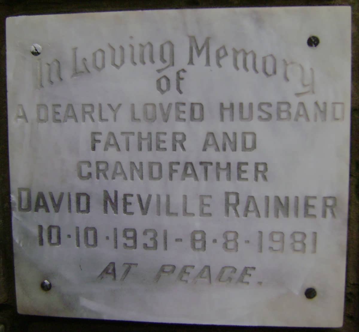 RAINIER David Neville 1931-1981