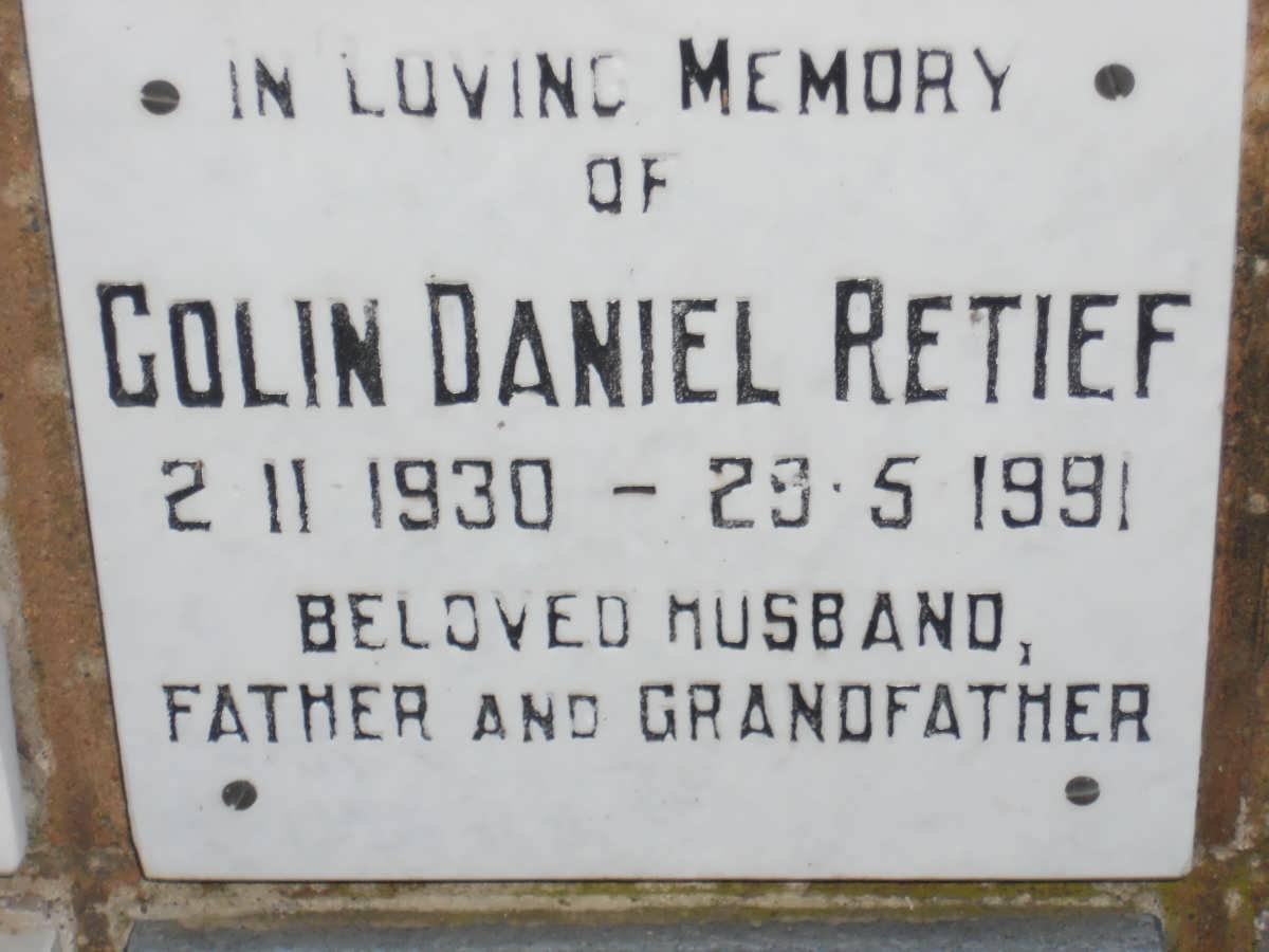 RETIEF Colin Daniel 1930-1991