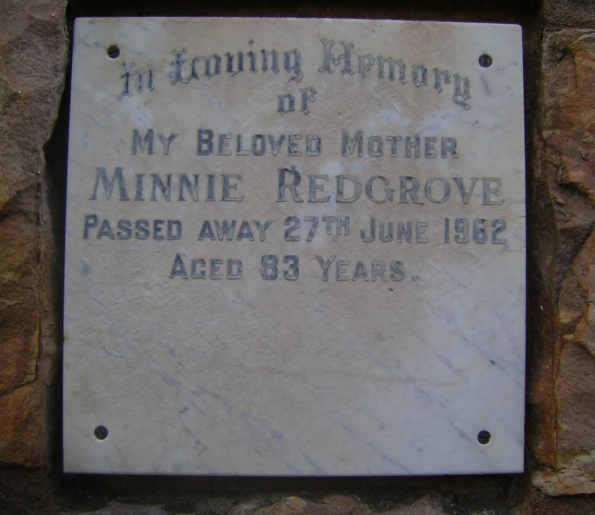 REDGROVE Minnie -1962