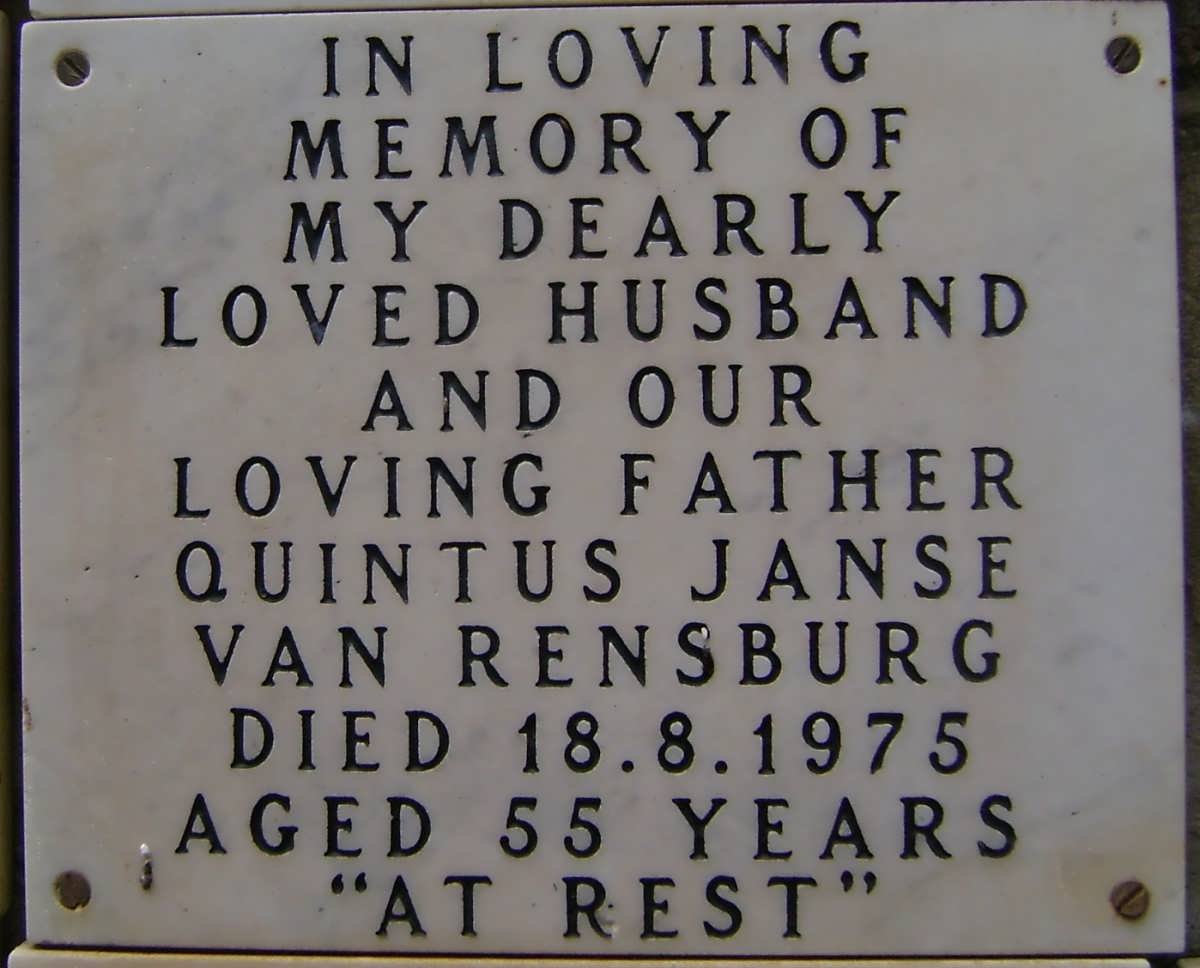 RENSBURG Quintus, Janse van -1975