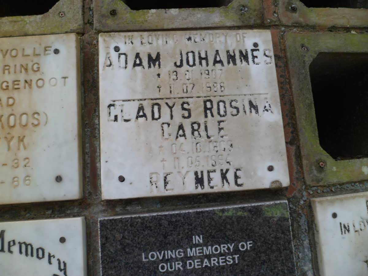 REYNEKE Adam Johannes 1907-1986 &amp; Gladys Rosina Carle 1909-1994
