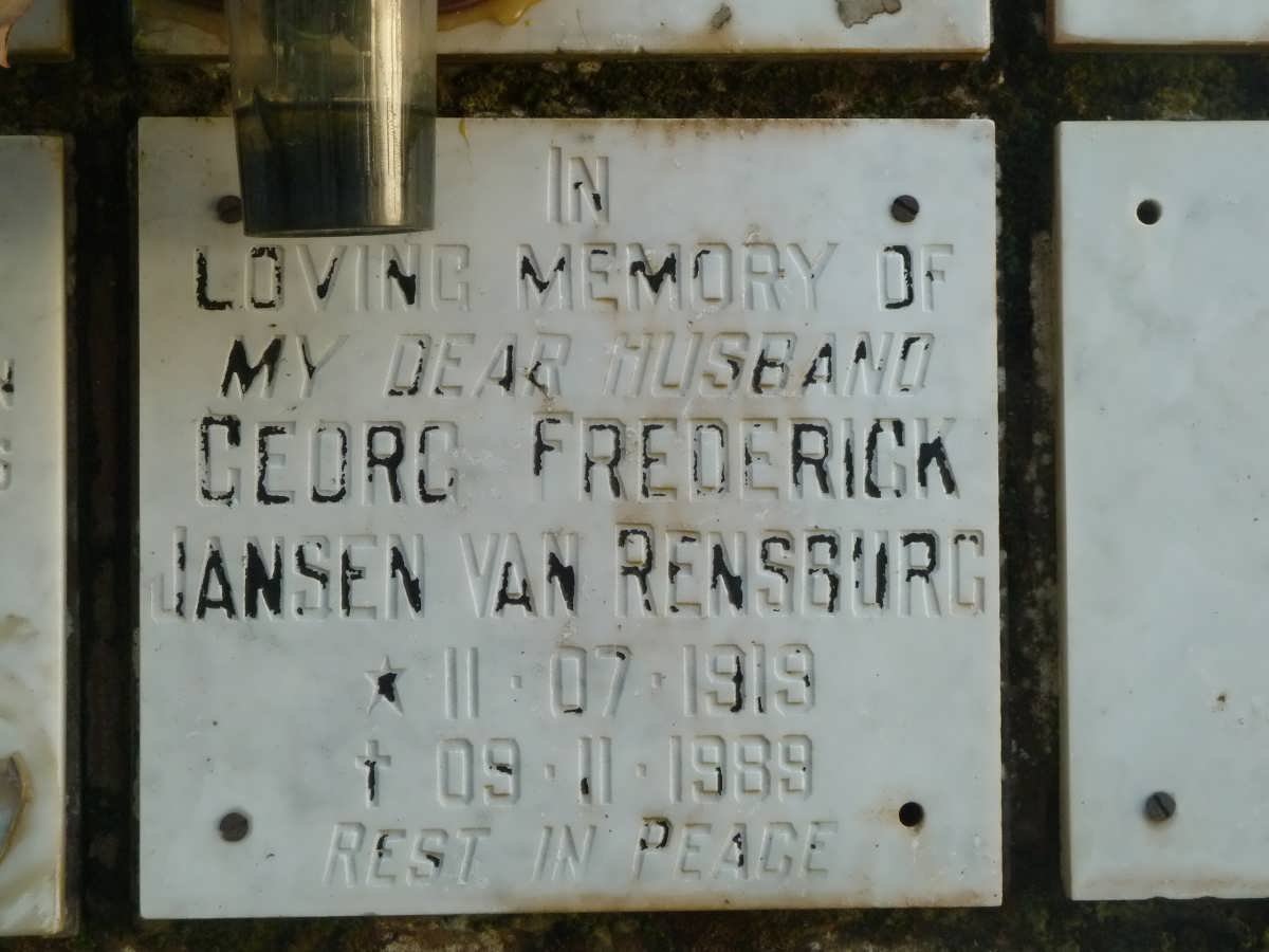 RENSBURG Georg Frederick, Jansen van 1919-1989