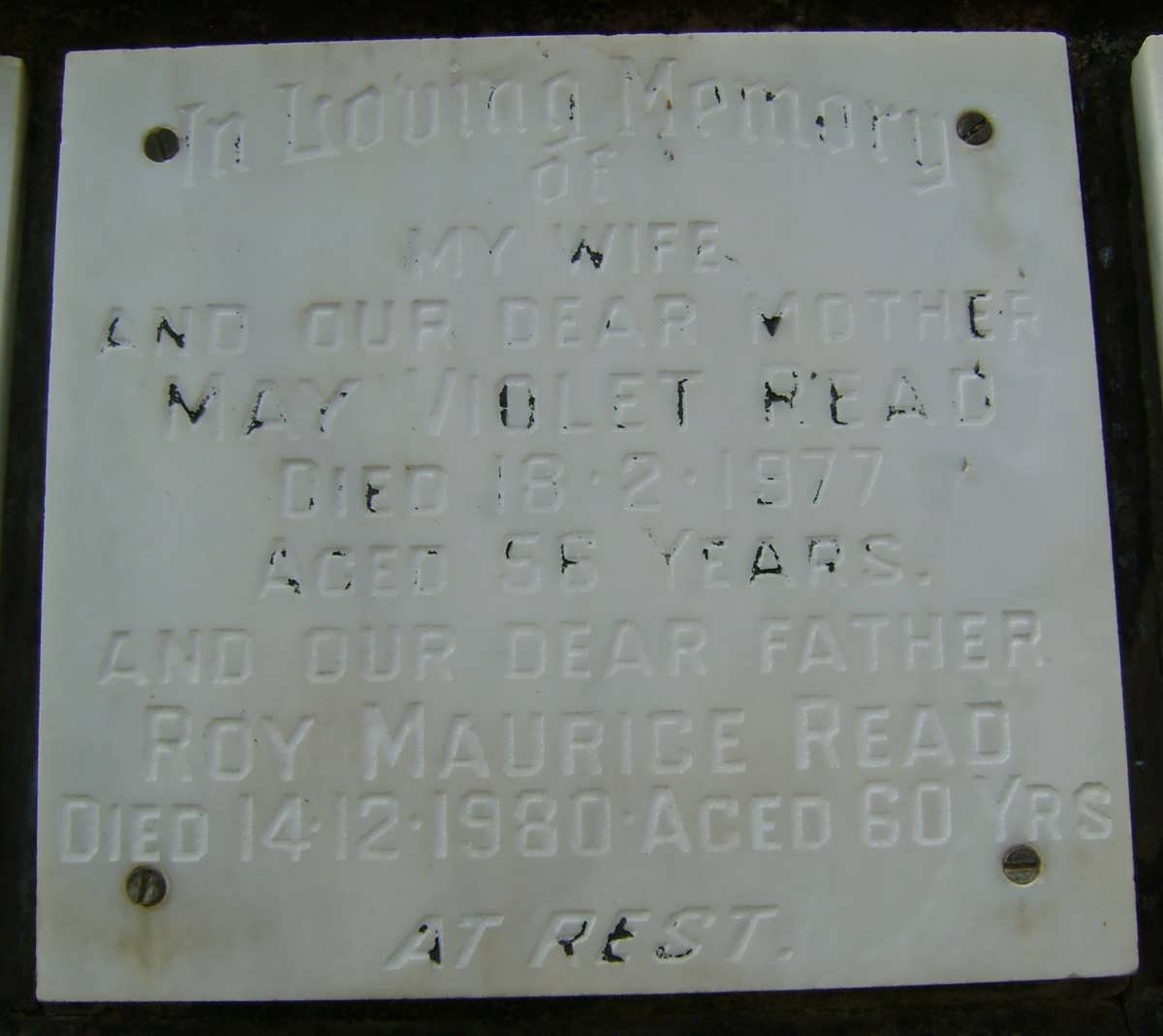 READ Roy Maurice -1980 &amp; May Violet -1977